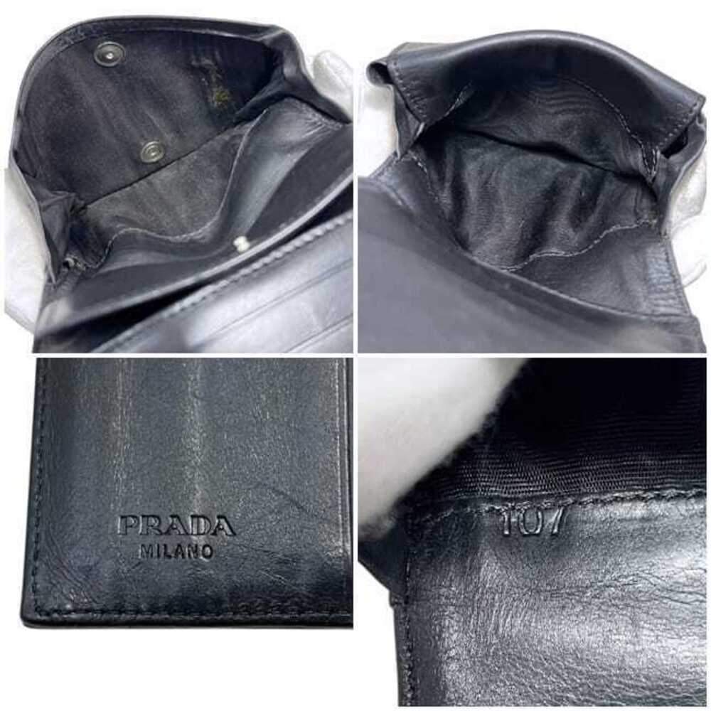 Prada Trifold Wallet Compact Leather Enamel Snap Nero Black - Picture 3 of 10